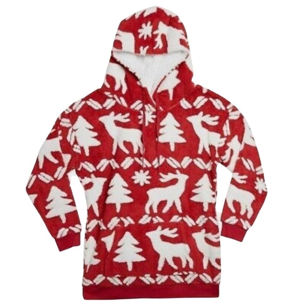Vera Bradley Red Winter Fleece Hoodie with Kangaroo Pocket Size Medium
